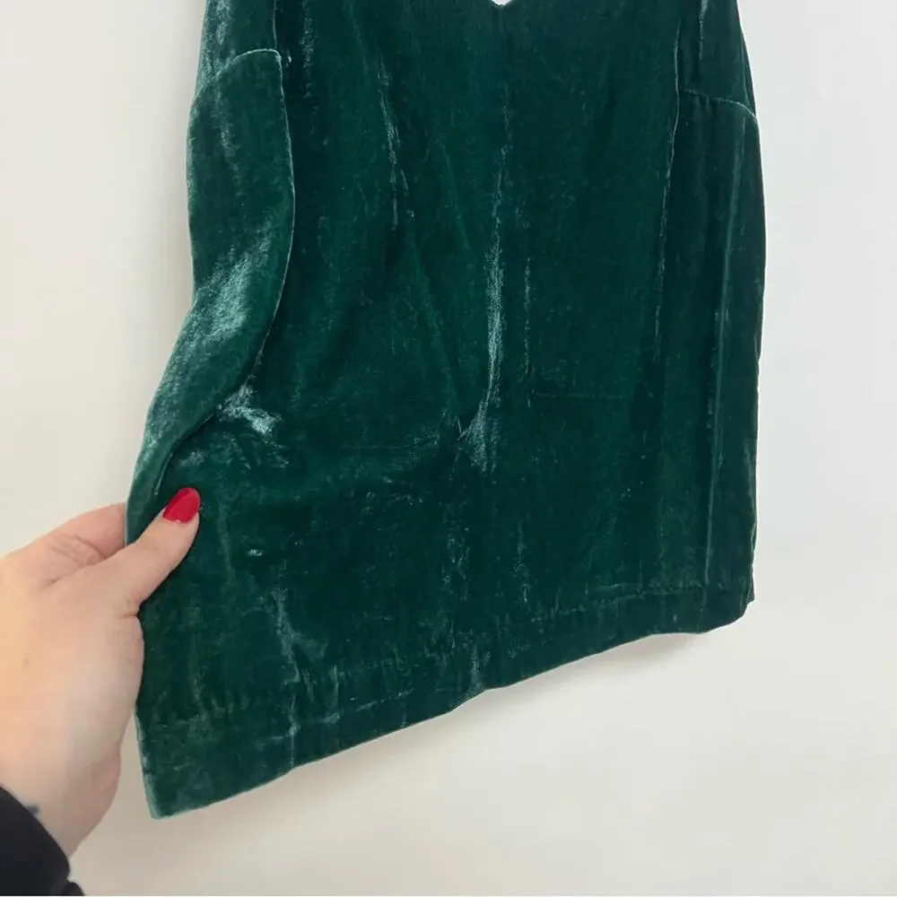 NWT J. Crew Velvet Emerald Green Tank Top V-neck Dressy Blouse Small